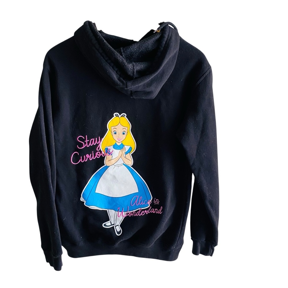 Disney Alice in Wonderland Black Graphic Embroidered Hoodie Womens Small - Picture 3 of 7